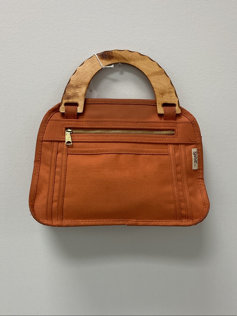 Spirit Orange Canvas Satchel with Wood-Look Top Handle